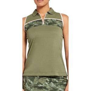 Slazenger Women's Clover Green Camo Colorblock Sleeveless Golf Polo Sz SMALL NWT